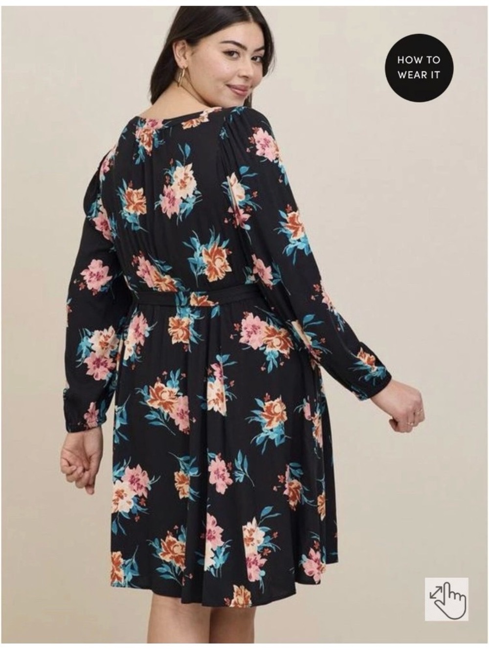 Torrid MINI STRETCH CHALLIS ALINE DRESS Black Floral Size 2